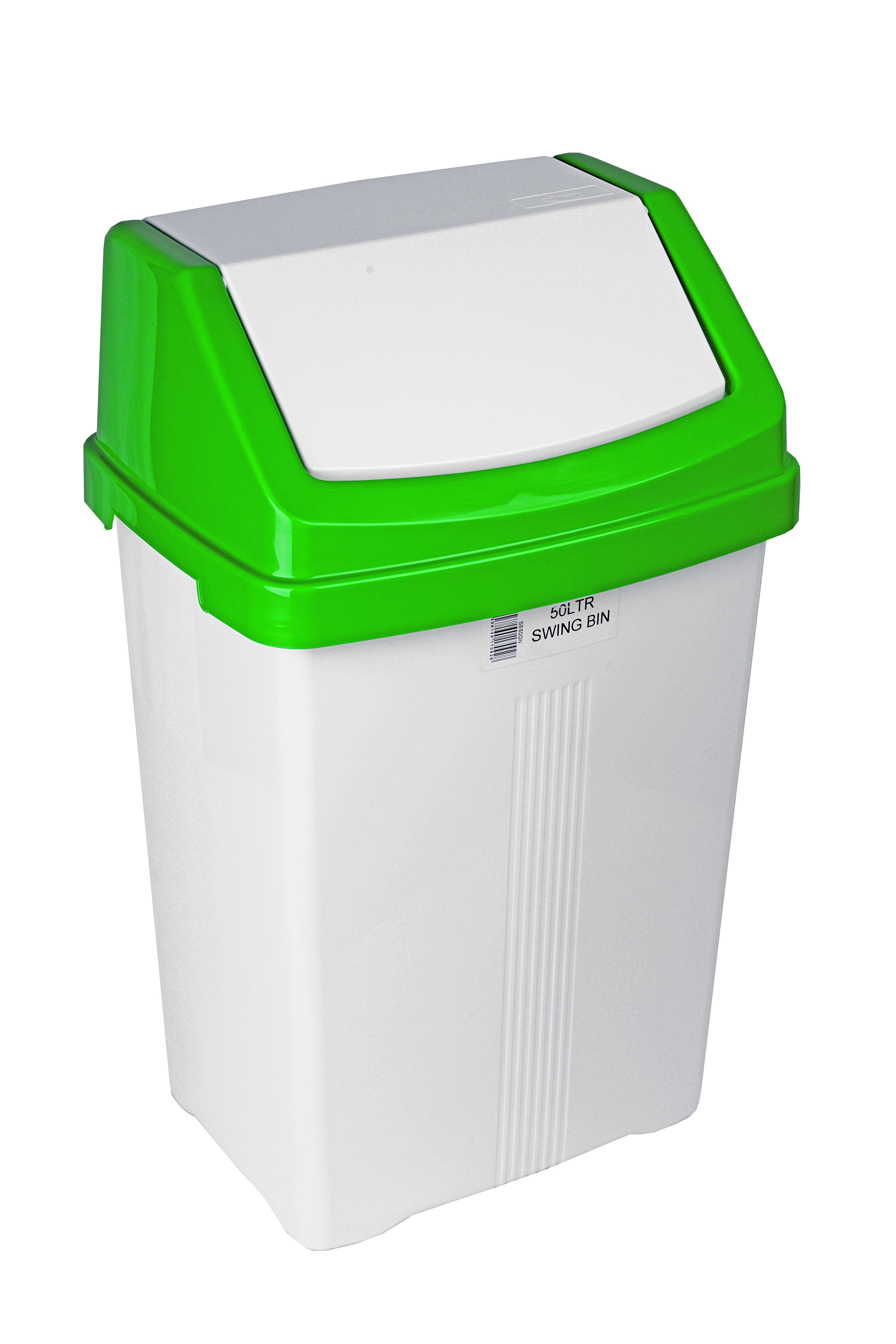 50ltr Swing Bin & Green Lid 62x39x31